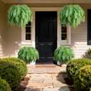 Artificial Hanging Plants Outdoor, UV Resistant Fake Fern Faux Greenery 2 Set for Outside Planter Patio Home Garden Decor (10 Branches&2 Basket)