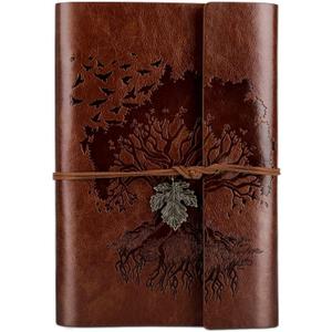 Leather Journals Notebooks with Blank Pages, Vintage Refillable Journal for Writing, Personal Travel Diary Art Sketchbook to Write in, Gifts for Women, Men, Teen Girls and Boys, 160 Pages A5 (Brown)