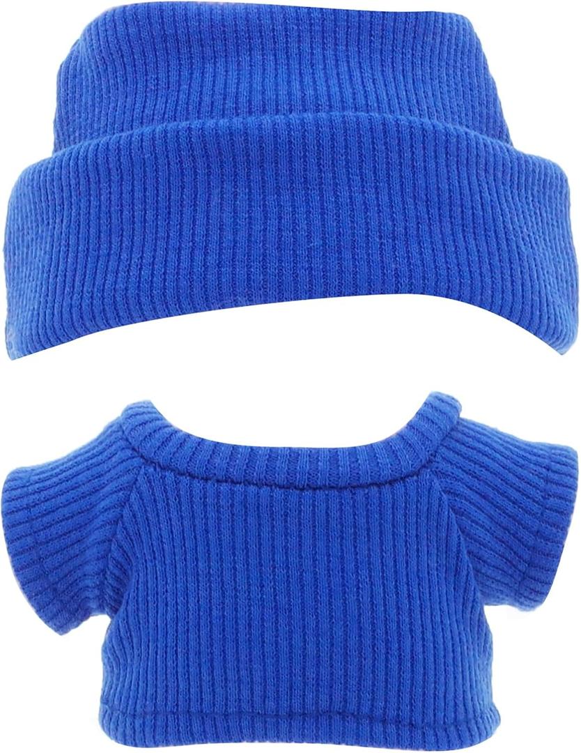2 x Etistta 17cm Doll Clothes with Cap, Knit Top Hat Clothes for 17cm Doll Accessories Outfits (Blue)