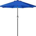 Blissun 9' Outdoor Patio Umbrella, Outdoor Table Umbrella, Yard Umbrella, Market Umbrella with 8 Sturdy Ribs, Push Button Tilt and Crank, Blue 