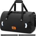 OCKLILY Waterproof Dry Bag, 30L Roll-top Motorcycle Tail Bag with Air Valve & Quick-fixed Straps, Travel Duffle Bags for Kayaking Paddle Boarding Rafting Boating Camping Riding Fishing - Black