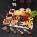 Charcuterie Board Set - Large Marble Cheese Board Perfect Wood Charcuterie Boards Accessories Housewarming Gifts for New Home, Bridal Shower, New House Gift