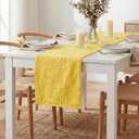 4 x Artoid Mode Yellow Soft 3D Jacquard Dahlia Floral Pinnata 100%Cotton Spring Table Runner, Holiday Kitchen Dining Table Decoration for Home Party Decor 13x72 Inch