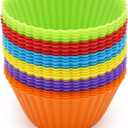 Silicone Cupcake Baking Cups 24 Pack, Reusable & Non-stick Muffin Cupcake Liners Holders Set for Party Halloween Christmas, Easy Clean Pastry Muffin MoldsPack of 24,Multicolor