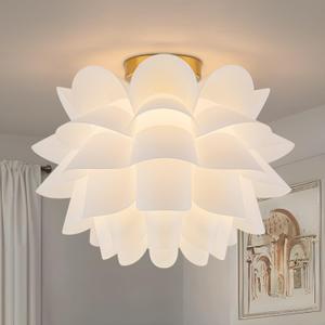 15.75" Modern Flush Mount Ceiling Light fixtures,Gold Semi Flush Mount Flower Chandelier for Bedroom.No Assembly Required Hand-Crafted Indoor Hanging Light for Entryway Living Room Kitchen, 15.8 inches x 15.8 inches x 12 inches
