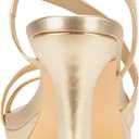 Carcuume Women's Strappy Platform Heeled Sandal, NATRACY-GOLD PU-8.5