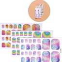 Didiseaon 11 Sheets Waterproof Rainbow Gradient Glitter Toenail Stickers Full Nail Wraps for Summer Pool and Beach for Nail Art Decor