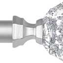 TONIAL Curtain Rods 32 to 115 Inch(2.6 to 9.6 ft), Telescoping Splicing 3/4 Single Rods for Windows 20 to 53 Inch(5.5 to 10 ft) Decorative Drapery Rod with Translucent Diamond Finial, Silver