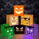 Zhanmai 6 Pcs Large Trunk Or Treat Car Decoration 11.8 Inch with String Light Halloween Party Decoration Jack O Lanterns Blocks for Home Yard Car Decor(Classic)