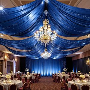 10 Panels 5ftx30ft Royal Blue Ceiling Drapes for Wedding Parties  30 FT Extra Long Thick Polyester Wrinkle-Free Drapery Tent Decor Decorations for Birthday Party Ceremony Stage Swag
