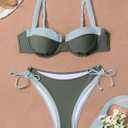 Eomenie Bikini Set for Women Underwire Push Up Two Piece Bathing Suit Color Block Swimsuit Swimwear (XL)