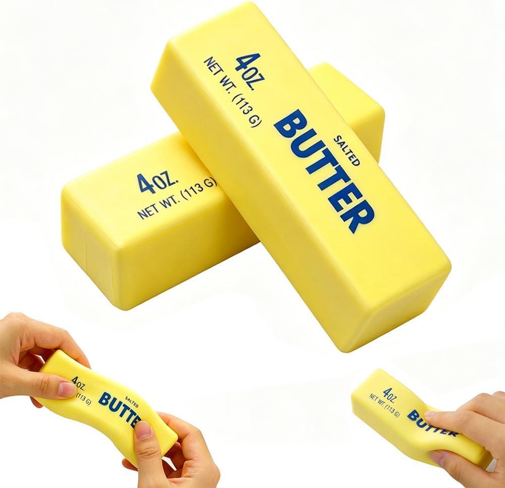 4 x Slow Rebound Butter Squishy Stress Balls 2Pcs, Realistic Soft Stick Squeeze Toys for Adults, Upgrade Wet Slow Rising Fidget Pack, Calming Sensory Relief Set