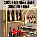 Metal Wine Rack Wall Mounted with LED Light, 3-Tier Bar Liquor Shelf with Wine Glass Holder, Modern Large Capacity Liquor Bottle Display Storage Shelf for Home Bar, Dining Room(Gold, 100*80*15)