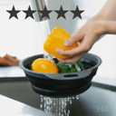 Collapsible Colander | 2-Pack Black Collapsible Strainer for Pasta, Fruits, & Vegetables | Compact Silicone Strainer Ideal for Straining all Sorts of Foods | Strainer for Everyday Use Medium