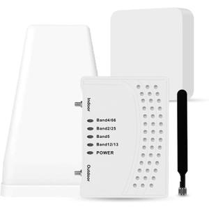 Cell Phone Booster for Home & Multi-Room, Cell Phone Signal Booster with 2 Indoor Antennas for Band 66/2/4/5/12/17/13/25,Up to 6000 Sq.Ft,Boost 4G 5G LTE Data for All U.S. Carriers, FCC Approved