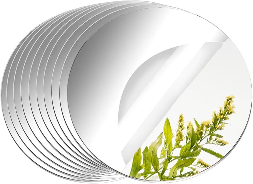 10 Pack Round Mirrors for Centerpieces, 10inch Circle Mirror Centerpieces for Tables, Mirror Tiles for Wall Table Wedding Centerpieces, Mirror Plates for Candle Wedding DIY Craft Decorations