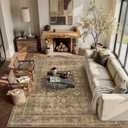 9x12 Washable Living Room Area Rug Non-Slip Retro Brown Large Carpet