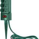 BESTTEN Outdoor Power Strip with Covers and Overload Protection Switch, Double Sided 6-Outlet Yard Power Stake with 9-Foot Long Extension Cord, ETL Certified, Green