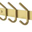 Brushed Gold Wall Mounted Coat Rack 30 Inch Stainless Steel Rail with 10 Double Coat Hooks for Entryway, Bathroom, Bedroom, Kitchen Modern Gold Hook Rack for Coats, Hats, Towels