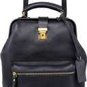 OLD TREND Genuine Leather Backpack Purse for Women Casual Daypack Small Business Casual Fashion Backpack for Women (Black)