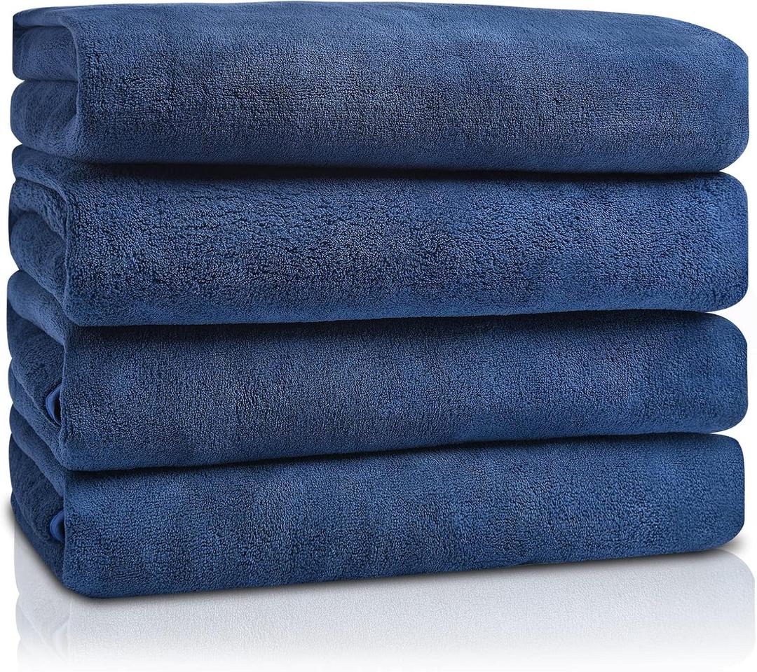 GraceAier Ultra Soft Bath Towels 4 Pack (28" x 56") - Quick Drying - - Microfiber Coral Velvet Highly Absorbent Towel for Bath Fitness, Bathroom, Sports, Yoga, Travel