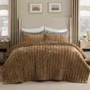 Bedsure Velvet Quilt Queen Size Set - Lightweight Velvet Comforter Queen, Luxury Bedspread Coverlet, Ultra-Soft Bedding Set with 2 Pillow Shams for All Season, 90"x96", Caramel Gold