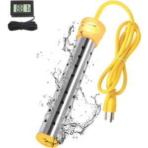 Immersion Water Heater,with 304 Stainless Steel Cover Intelligent Temperature Control and Digital LCD Thermometer Portable Bucket Heater Heat 5 Gallons of Water in Minutes