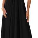 PRETTYGARDEN Women's 2025 Summer Casual Long Dresses Cap Sleeve Patchwork A Line Flowy Modest Elegant Homecoming Maxi Dress (Black, XL)