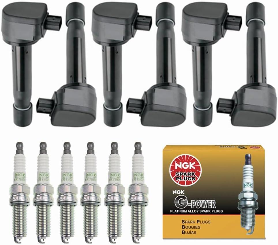 UF603 Ignition Coil Pack & NGK G-Power Platinum Spark Plug 97390 Compatible With Honda Accord Odyssey Acura TL RL TSX Crosstour 3.5 3.7 V6 08 09 10 11 12 13 14 15 16 17 18 19