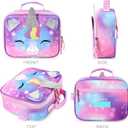 2 x mibasies Kids Lunch Box for Girls Toddler, Insulated and Reusable Lunch Bag for School, Unicorn (2.5L)