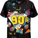 Hawaiian Shirt for Men Button Down Short Sleeve Casual Beach Shirt Summer Wear Stylish Tropical Print Shirts (X-Large, Vintage 90s)