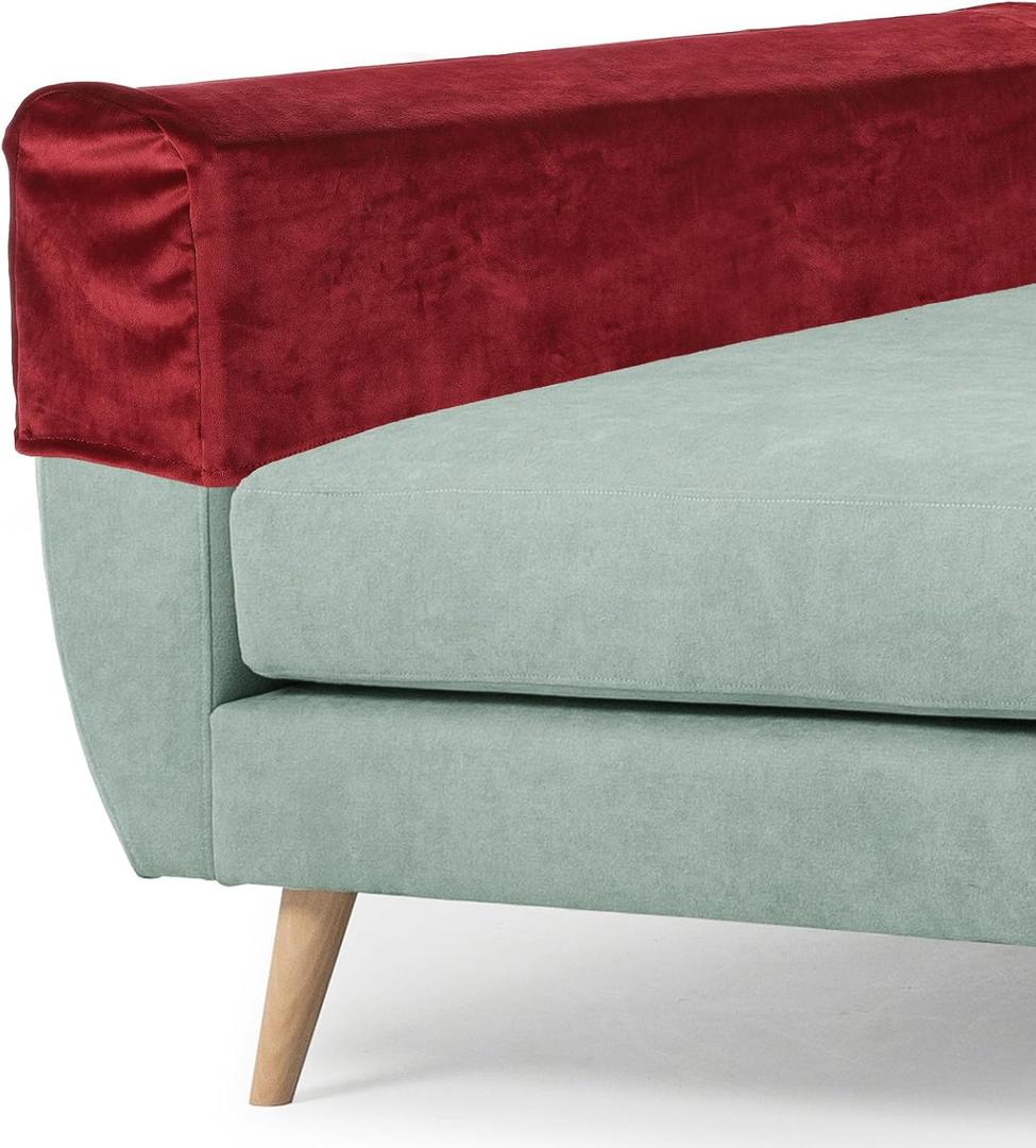 Uxcell Couch Arm Cover, Stretch Sofa Armrest Cover with Twist Nails Scratch-Resistant Furniture Protector for Sofas Chairs, Red
