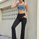 Houmous Inseam Women's Cotton Bootcut Pants Inner Pocket(Regular-31 Inseam-Black, 4 Pockets, XX-Large)