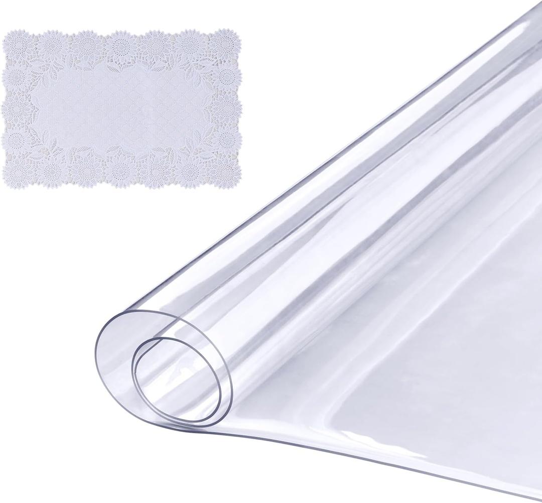 VEVOR Clear Table Cover Protector, 1.5mm Thick 36 x 72 in PVC Plastic Tablecloth, Waterproof & Oil Spill Proof, Customizable Rectangle Table Cover for Writing Desk, Coffee Table, Dining Room Table