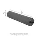 ForPro Full Round Bolster Pillow, Cool Grey, Oil and Stain-Resistant, for Massage and Yoga, 6 R x 26 L