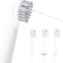 Flossing Toothbrush Head Replacement, 3 Count, Compatible with Water-pik Sonic Fusion / 2.0 SF-01, SF-02, SF03 & SF-04 (White, Compact(3Packs))