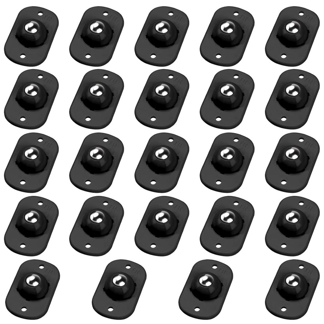 Self Adhesive Caster Wheels, Appliance Rollers for Kitchen Appliances, 360 Swivel Mini Universal Wheel Roller Casters, Sticky Pulley for Trash Can, Small Furniture (Black - 24 Pcs)