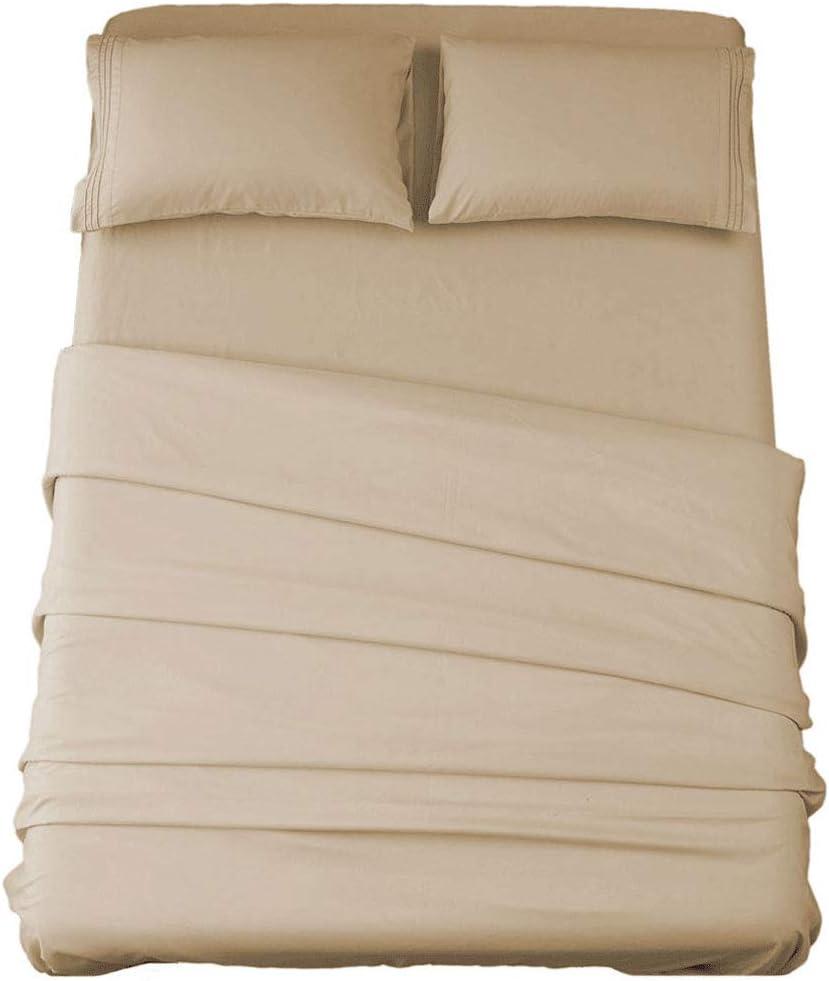 SONORO KATE Bed Sheet Set Super Soft Microfiber 1800 Thread Count Luxury Egyptian Sheets 16-Inch Deep PocketWrinkle and Hypoallergenic-4 Piece (Taupe, Queen)