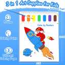 2 x Paint with Water Coloring Books for Toddlers, Watercolor Painting Book and Drawing Art Paper for Kids Ages 3 4 5 6 7 8 Years Old, Outer Space Art Craft for Drawing with Brush