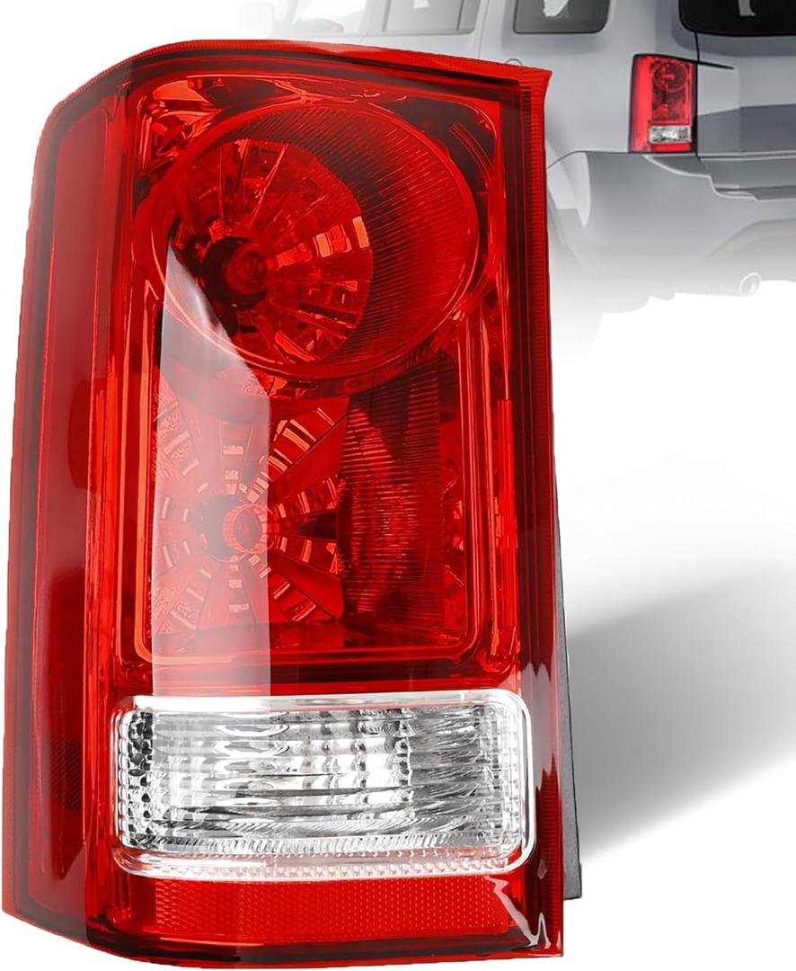 Tail Light Assembly for Honda Pilot 2009-2015, Rear Taillight with Bulb and Wiring Harness, Tail Lamp Replaces HO2800174 33550-SZA-A01 33550SZAA01, Driver Left Side LH