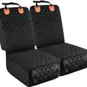 PETICON Front Seat Cover 2 Pack, Full Protection Dog Car Seat Cover with Side Flaps, Nonslip Scratchproof Captain Chair Seat Cover Fits for Cars, Trucks, SUVs, Jeep, Black