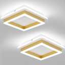 CANEOE 2 Packs Square Flush Mount Ceiling Light, 6000K Modern LED Ceiling Light Fixture, Minimalist Hallway Lighting Fixture Ceiling Lamp for Hallway Entryway Bedroom Balcony (Gold)