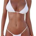 XUNYU Thong Bikini Sets for Women - Brazilian Micro String Bikinis Sexy Two Piece Swimsuit Triangle Top Halter Bathing Suits S