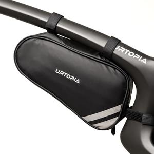URTOPIA Bike Frame Bag, Waterproof Bicycle Storage Bag, Large Volume, Easy to Install, Reflective Bike Triangle Bag, Down Tube Bike Bag for Road Bike, Mountain Bike, Bike Accessories (black)