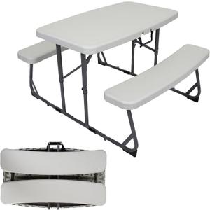 Stansport Compact Portable Kids Picnic Table Foldable Space-Saving Design with Locking Legs Lightweight Childrens Picnic Set for Travel, Parks, Campsite Durable Steel Frame & Easy Clean Surface, 32.5 Inches X 19 Inches X 21.5 Inches