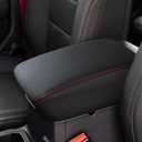 DEYTOP Center Console Cover for Jeep Wrangler JL JLU 2026 2018-2025 Armrest Cover for Jeep Gladiator JT 2020-2026 Car Cushion Protector Pad for JL&JT (NOT for JK/JKU)(Black with Red Stitches)