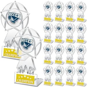 16 Pieces Basketball/Football Champion Trophy Set - Clear Acrylic Winner Prizes & Awards for Sports Competitions, Souvenir Gifts & Decorations