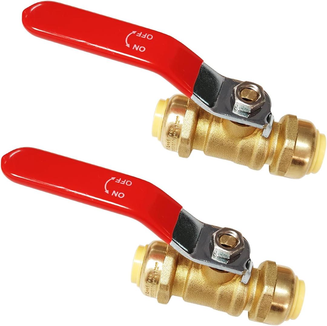 HQMPC Pex Ball Valve 2 Sets 1/2" Push in Ball Valves Shut Off Valve Plubing Pex Ball Valve Push Valves(2Sets, 1/2")
