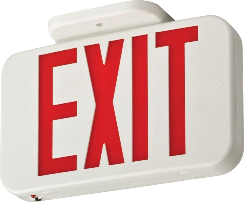 Lighting Single-Sided LED Exit Sign, Thermoplastic Construction, Switchable Red and Green Colors, Ni-MH Backup Battery, Includes Extra Faceplate, White