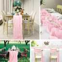 8 Pack Light Pink Cheesecloth Table Runner 20 x 120 inch Gauze Table Runners 10 FT Long, Semi Sheer Boho Cheese Cloth Fabric Table Runner Bulk for Wedding, Party, Baby Shower, Bridal Shower Decoration